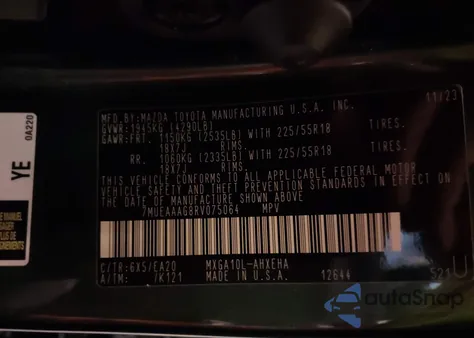 2024 Toyota Corolla Cross Xle from USA, damaged, VIN 7MUEAAAG8RV075064